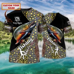 PLstar Cosmos camiseta pesca trucha 3D estampada – Verano unisex