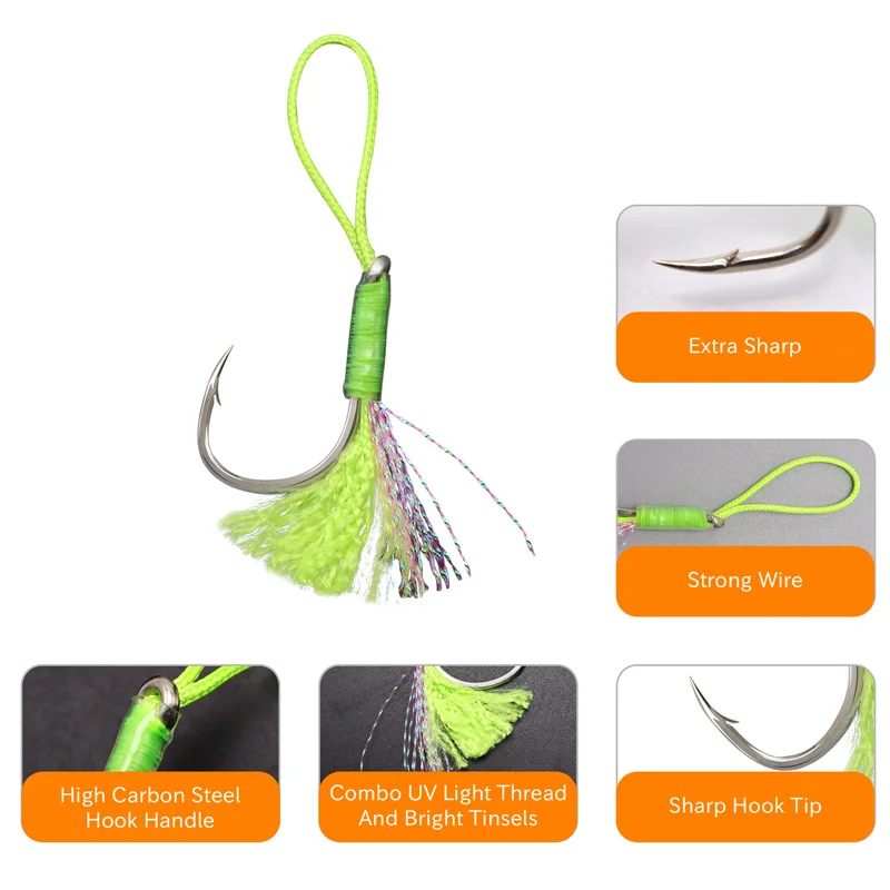 ZYZHE Anzuelos Jig – Acero al carbono para agua salada y dulce - imagen 2