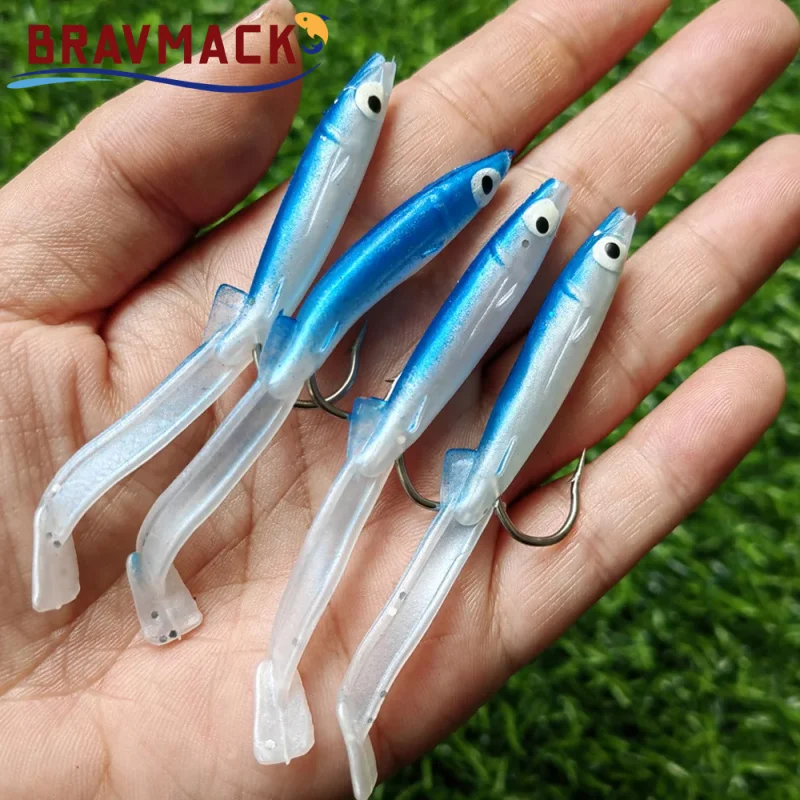 15 unids/lote cebo suave de pesca con anzuelo Anguila cachorro señuelo de lubina de silicona realista ojos 3D Jerkbaits Swimbaits accesorios de aparejos - imagen 3