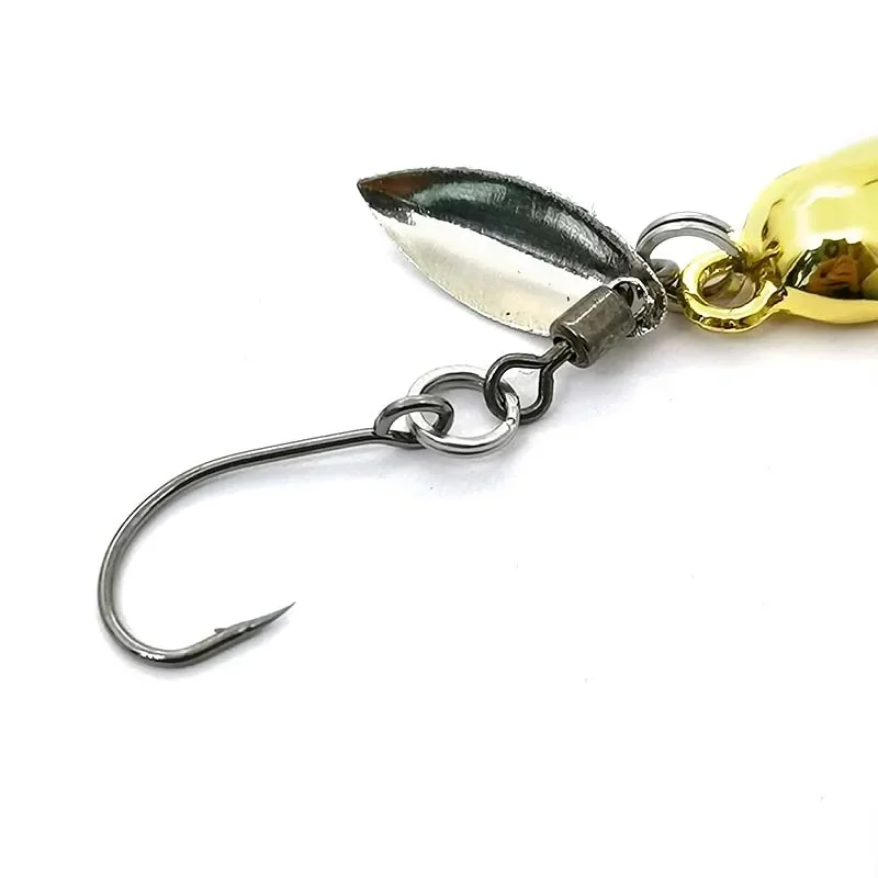 Cuchara giratoria, cebo de Metal, Micro señuelo de pesca con lentejuelas pequeñas, cebos de tiro largo de cobre para lubina, trucha, perca, Lucio giratorio, 1 Uds. - imagen 5