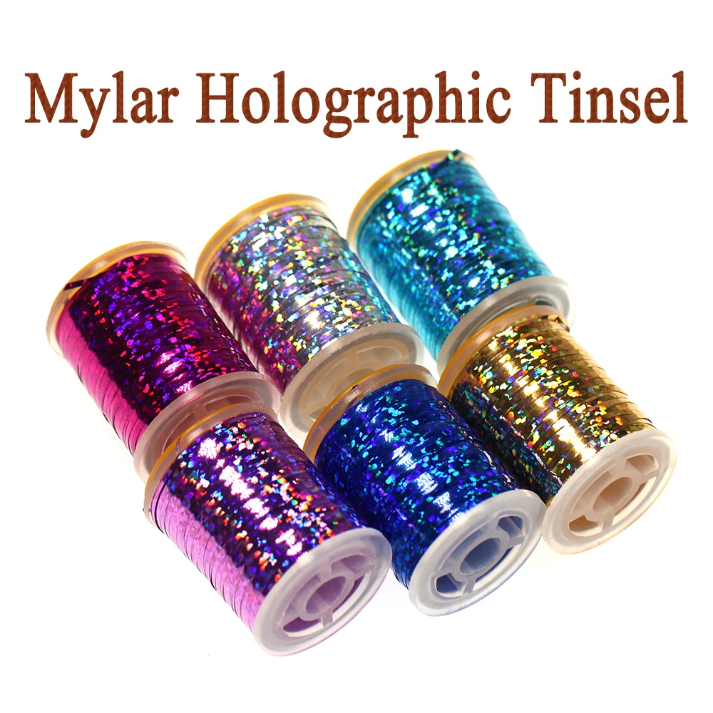ICERIO, 120 yardas, 1mm, tira de cristal brillante, oropel de Mylar plano holográfico, materiales para atado de moscas para señuelo Streamer de ninfa Flashback - imagen 5