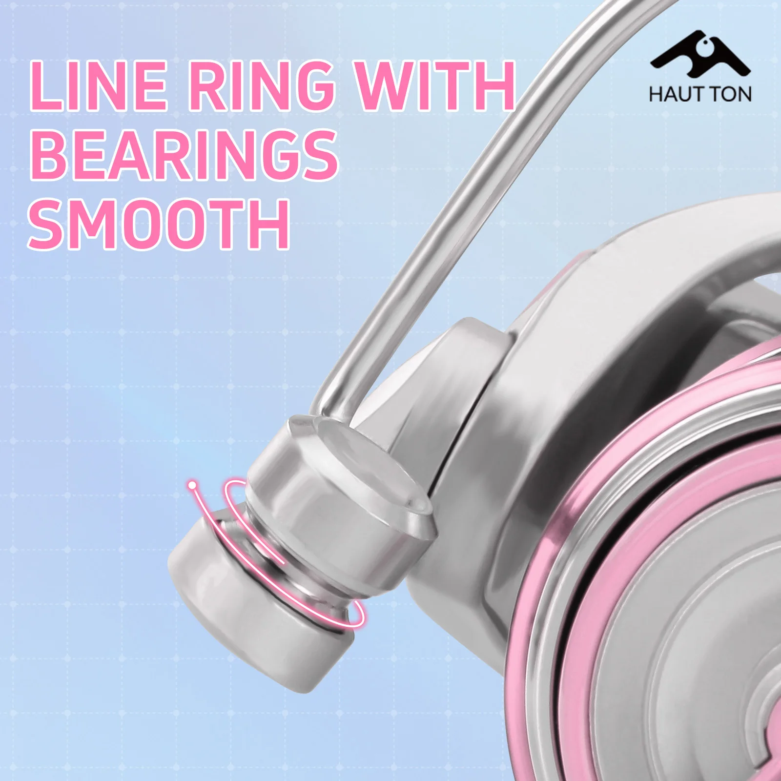 Carrete de pesca giratorio, arrastre máximo de 14KG/30,86LB, relación de engranaje 5,2: 1, brazo basculante atornillable plegable de Metal PINK SW - imagen 4