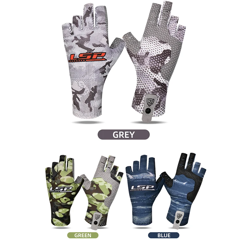LSP-guantes de Pesca ligeros para hombre, protección solar de medio dedo, de doble cara, transpirables, antideslizantes, para Pesca al aire libre - imagen 4