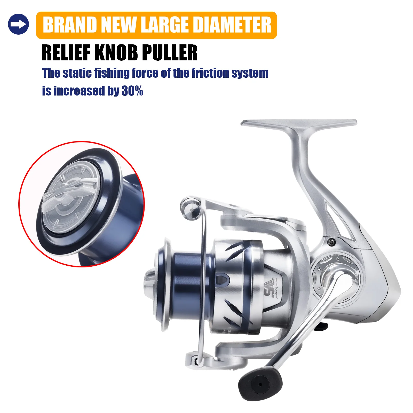 Carretes de pesca SAMOLLA, carretes giratorios 1000-7000 6 + 1BB 5,2: 1, arrastre máximo de 12KG, carrete poco profundo de tiro lejano, carretes a prueba de agua para agua salada - imagen 3