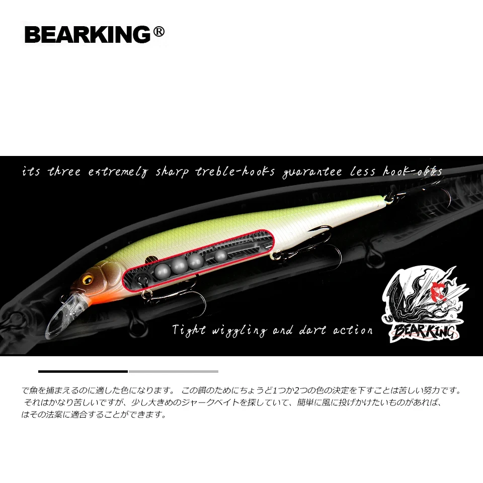 BEARKING 115mm 15g SP sistema de peso de tungsteno Señuelos de pesca superiores manivela minnow wobbler calidad aparejos de pesca anzuelos para pesca - imagen 5