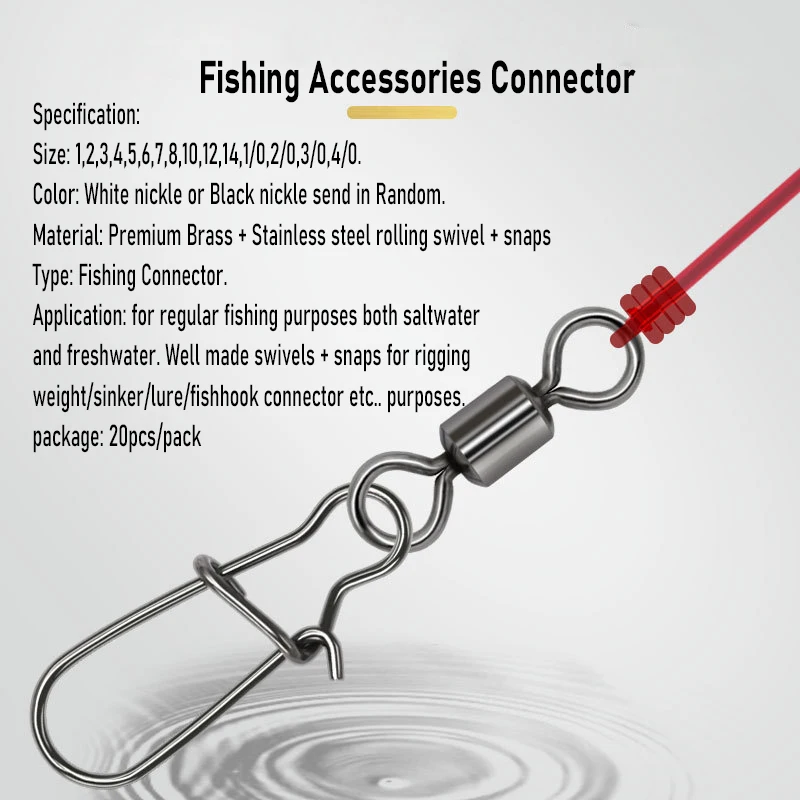 WIFREO-accesorios de pesca de Lucio, Conector de rodamiento giratorio de acero inoxidable, anzuelo a presión, señuelo, aparejos giratorios - imagen 3