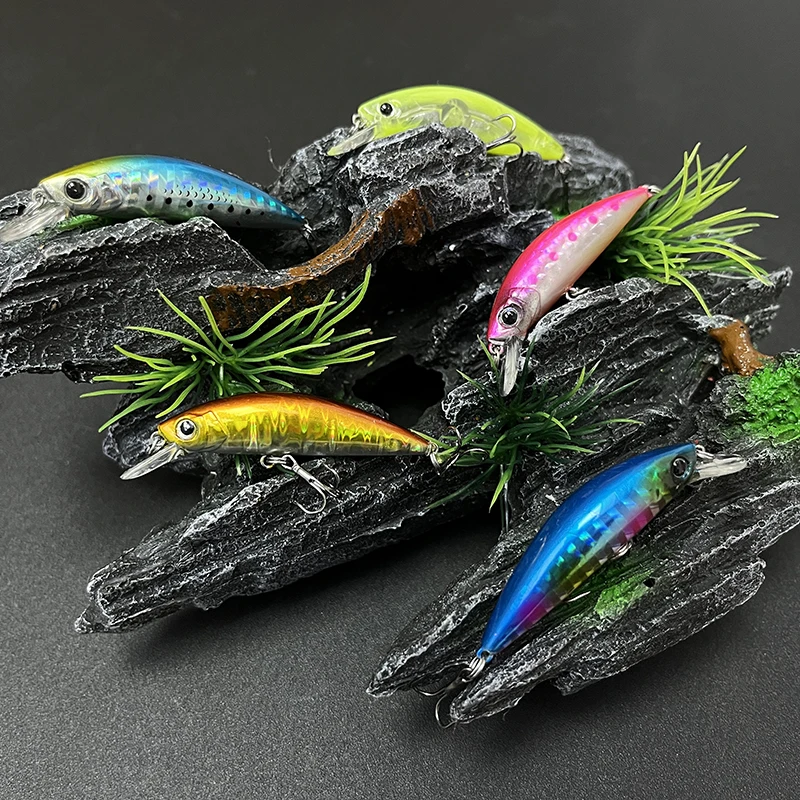 Señuelos de Pesca de pececillo de fundición larga, 50mm, 6g, cebo duro Artificial, Wobblers de Pesca de hundimiento lento, suministros de Swimbait para lubina, trucha de agua de mar - imagen 5