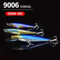 Señuelos de pesca de pececillo de hundimiento pesado, 40g, 95mm, cebo Artificial de fundición de tiro largo para lubina, trucha, accesorios de pesca de aguas saladas
