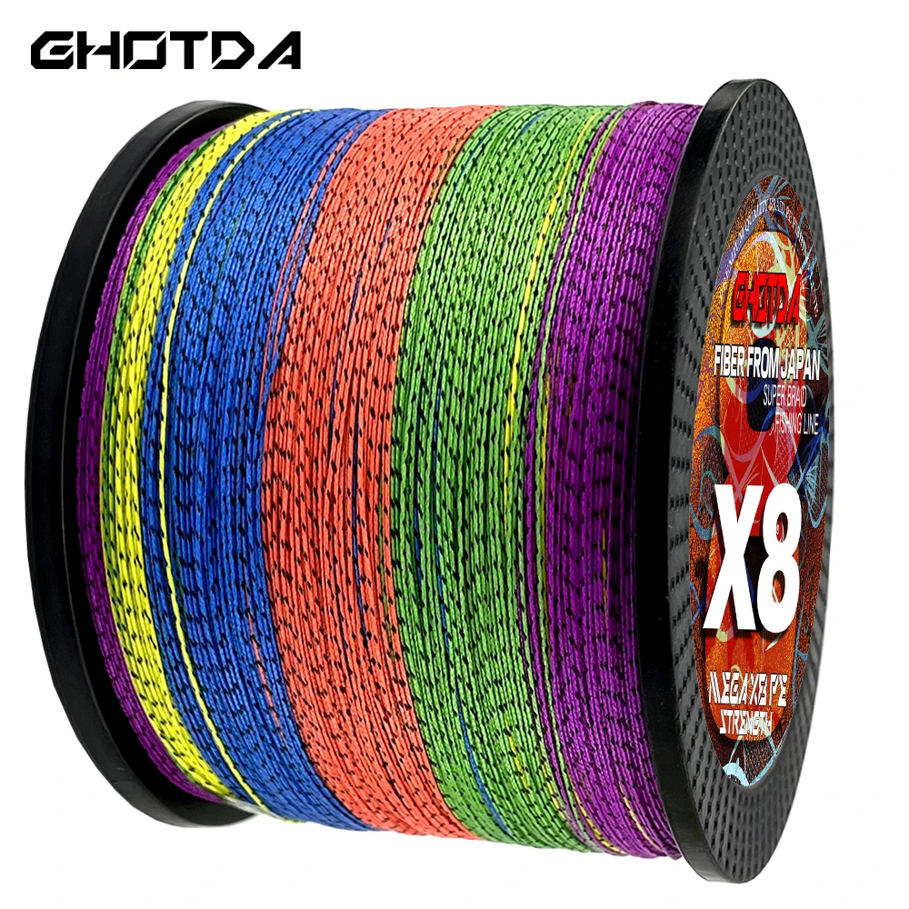Línea de pesca trenzada GHOTDA, línea de pesca de PE moteado, 8 hebras, agua salada, 18LB-78LB, alambre de pesca de carpa, línea multifilamento Multicolor - imagen 3