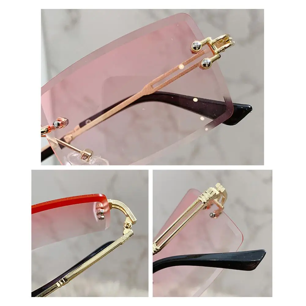 Gafas de sol ultraligeras para mujer, lentes rectangulares, Vintage, sin marco, UV400 - imagen 4