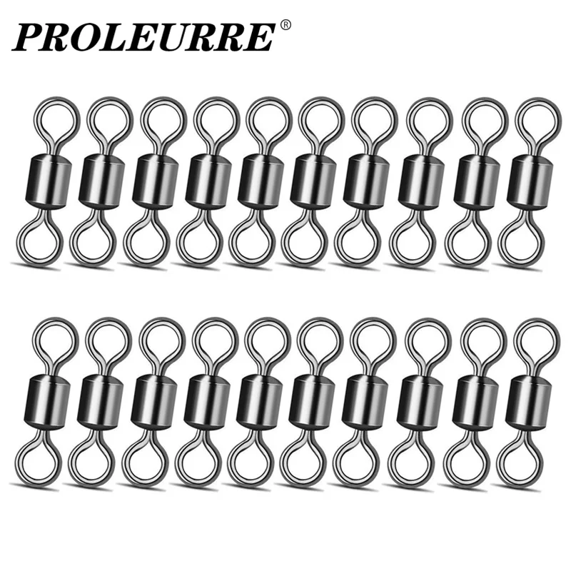 20 unids/lote de giratorios de pesca con rodamiento de bolas giratorio con broches de seguridad anillos sólidos giratorios para accesorios de pesca de carpa herramientas