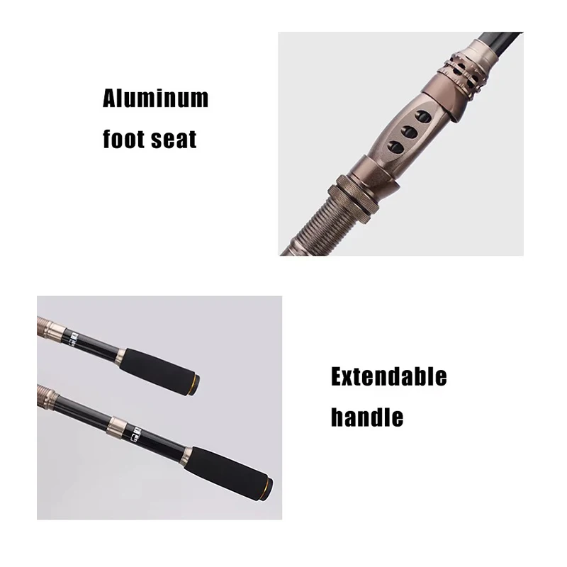 Cañas de pescar telescópicas de fibra de carbono, peso ultraligero, para agua salada y dulce, 1,8-3,3 m - imagen 4