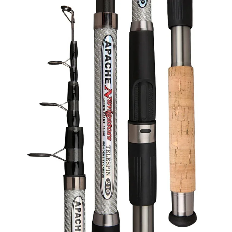 Cañas de pescar giratorias telescópicas de carbono superduro, caña de pescar de viaje ultraligera, caña de pescar de largo alcance, 2,1 m, 2,4 m, 2,7 m, 3,0 m, 3,6 m