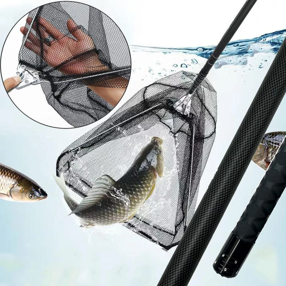 Red de pesca telescópica de carbono de 3,0 m/4,0 m, malla pequeña para trucha, red de mano portátil plegable, herramientas de pesca - imagen 2