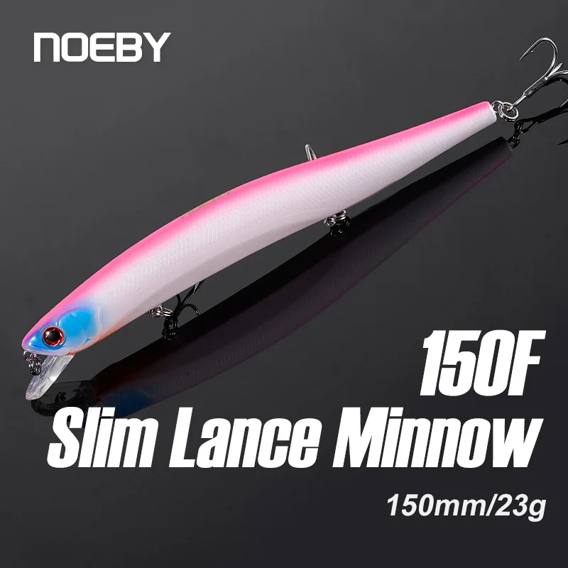 Noeby 150mm 23g flotante Jerkbait Minnow señuelo de pesca Wobblers de agua salada cebo Artificial para Lucio lubina lanza delgada Señuelos de Pesca - imagen 2