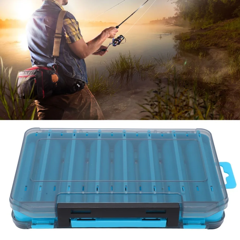 Caja de señuelos de pesca de doble cara con asa, caja de aparejos con 14 ranuras, impermeable, transpirable, ventilación, caja de almacenamiento de cebo para pescadores - imagen 5
