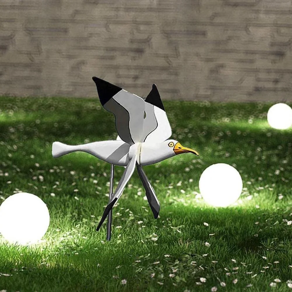 Molino de viento decorativo con gaviota – Adorno para jardín - imagen 3