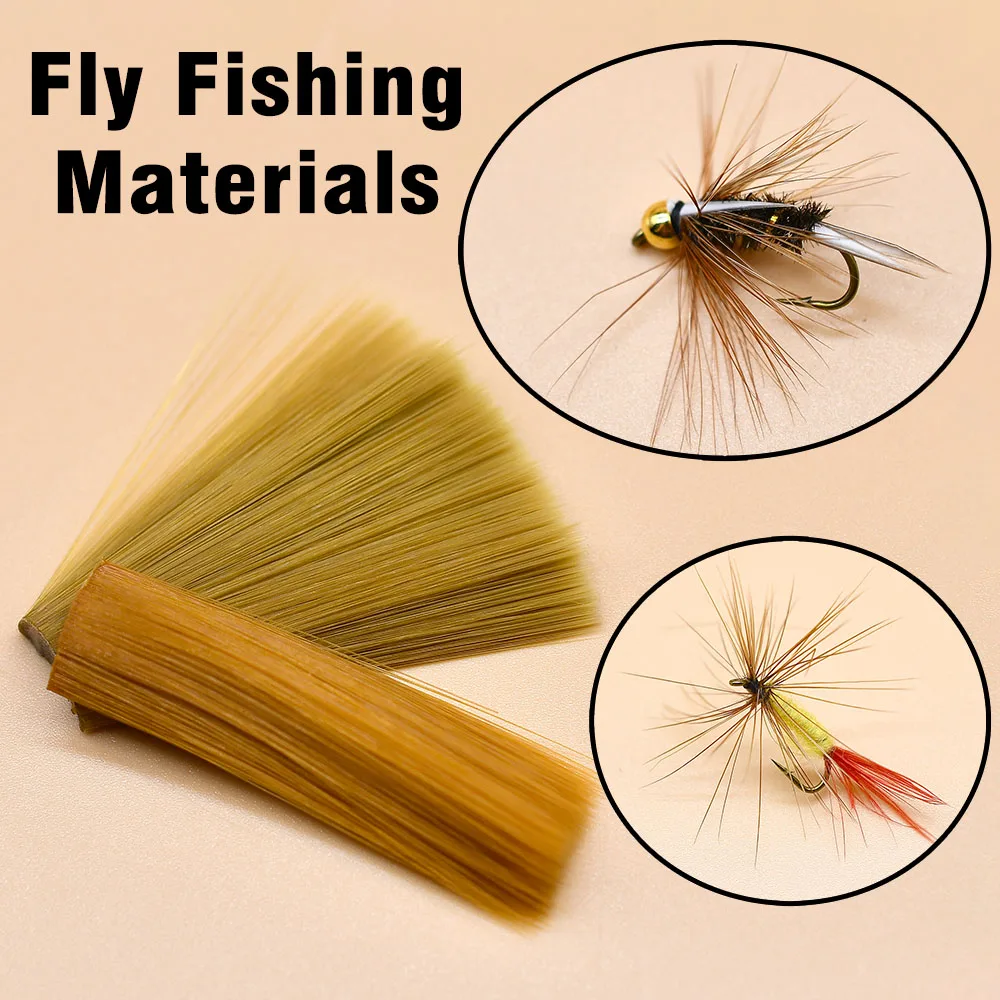 4 mechones de fibras de nailon doradas y marrones de diámetro fino para atado de moscas secas, Material de pesca con moscas mayfly - imagen 4