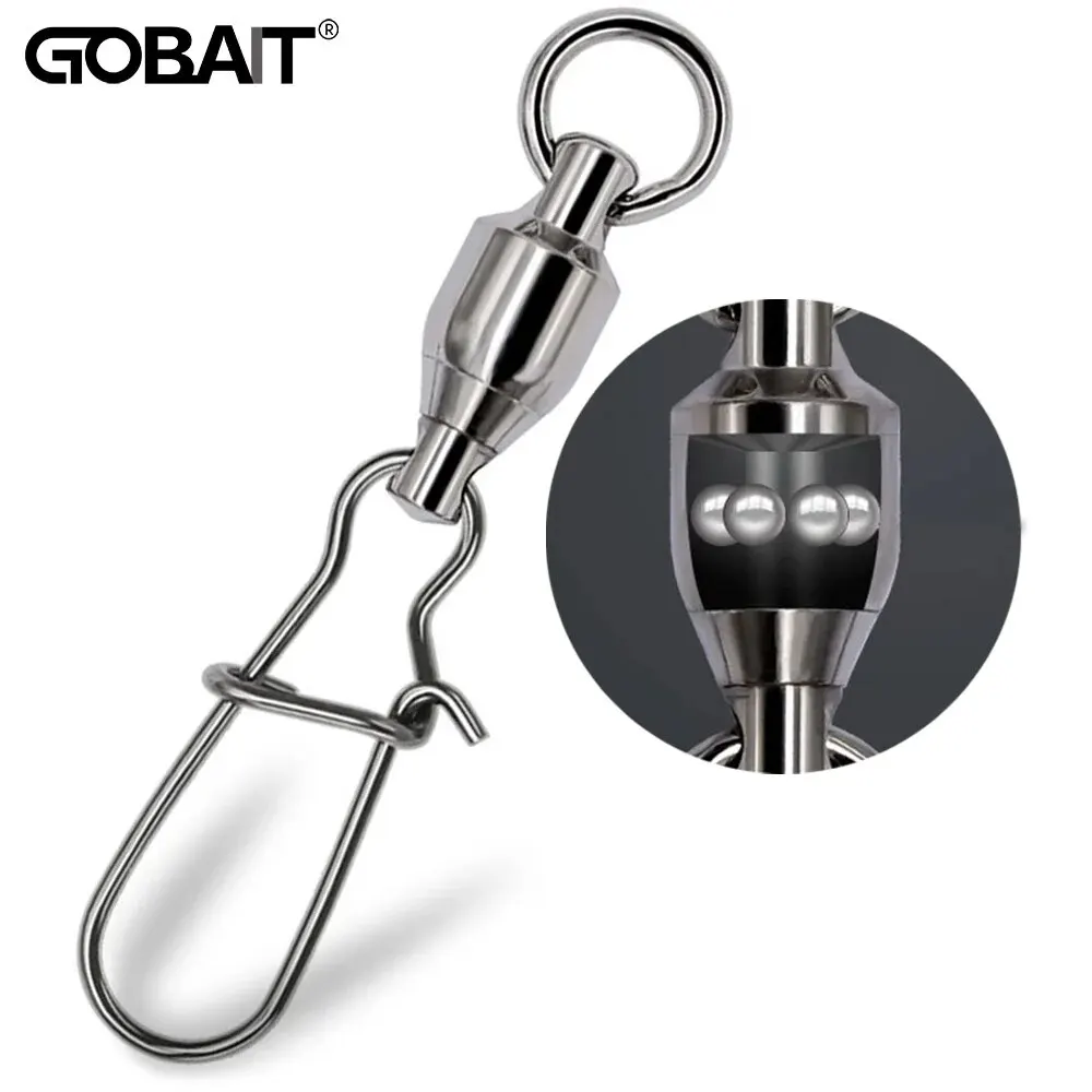 GOBAIT 20 piezas conector giratorio a presión Pin rodamiento de bolas Kit de hebilla de anillo rodante Pesca línea de señuelo conectar herramientas de Pesca de bloqueo cruzado - imagen 4