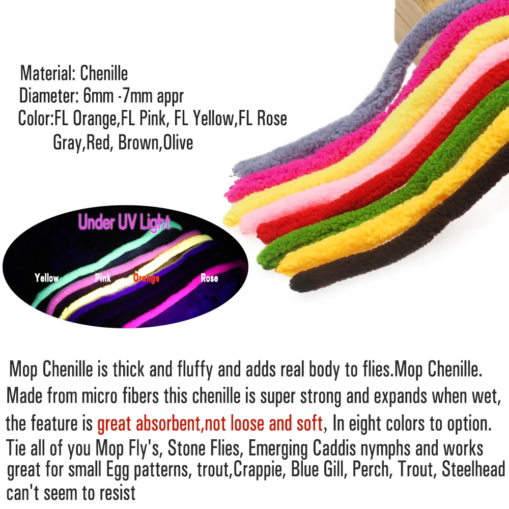 Wifreo Material de atado de moscas, mopa UV, hilo corporal de chenilla, Grubs, mopa de línea, mosca para perca, trucha, cabeza de acero, señuelo de pescado, cebo, aparejos de pesca - imagen 2