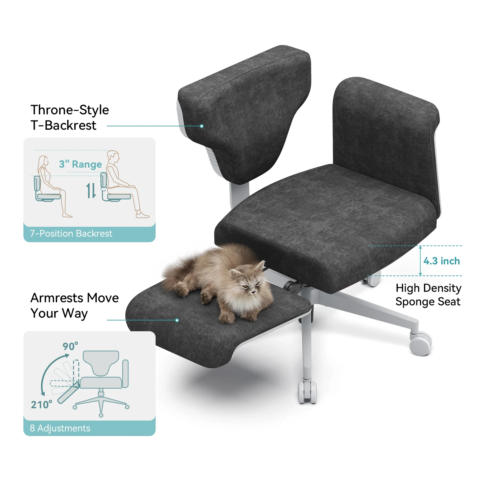 Newtral Silla oficina ajustable giratoria con reposabrazos y ruedas - imagen 4