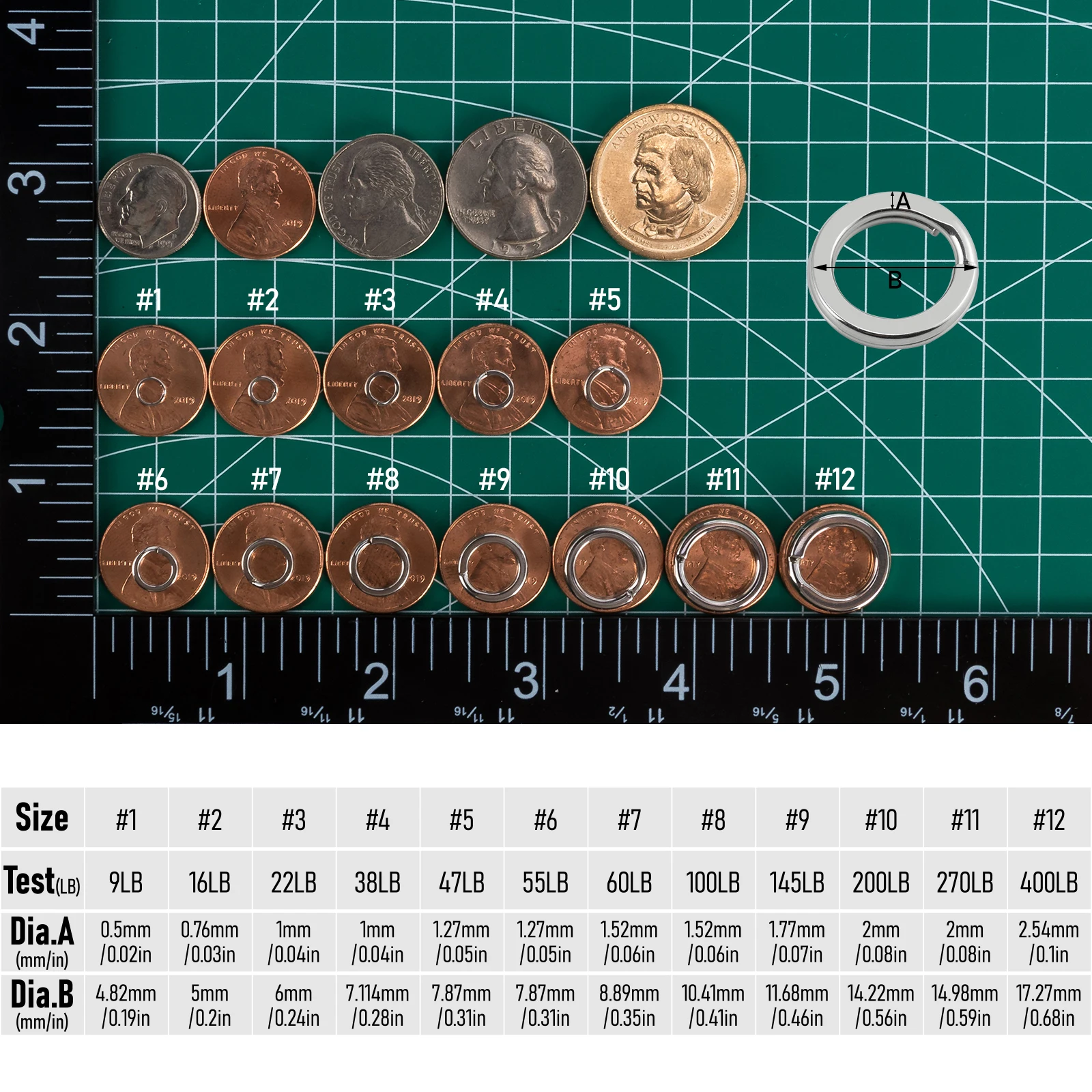 20 piezas anillos divididos de pesca de acero inoxidable 9-400LB de alta resistencia para anzuelo Crankbait conector de señuelo agua salada - imagen 2
