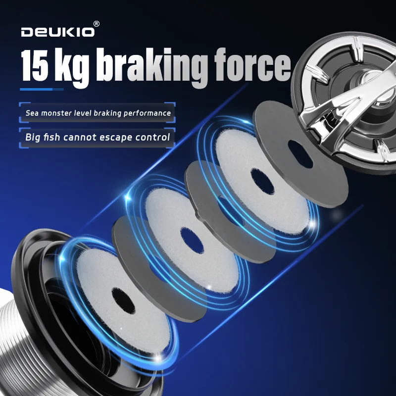 Deukio Carrete Giratorio Sin Espacio 15KG 4+1BB Mango Tornillo - imagen 4