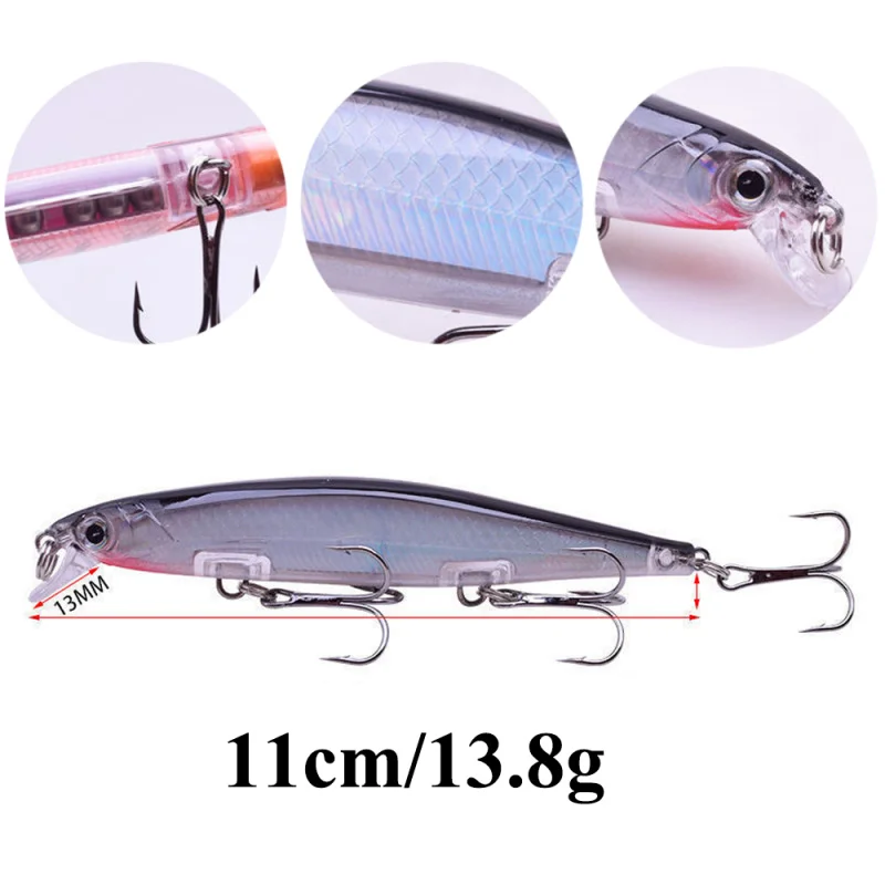 1 Uds. Señuelos de pesca 13,8g, Wobblers de pececillo que se hunden, cebos artificiales de plástico, anzuelo para lubina, Lucio, carpa, Swimbait, cebo de pesca - imagen 2