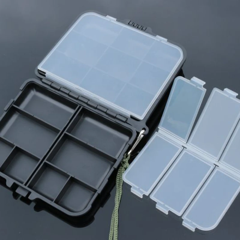 Caja de accesorios de pesca de señuelos de 9 rejillas, multifunción, Divisible con cuerda, piezas portátiles, caja de anzuelos, accesorio de pesca - imagen 5