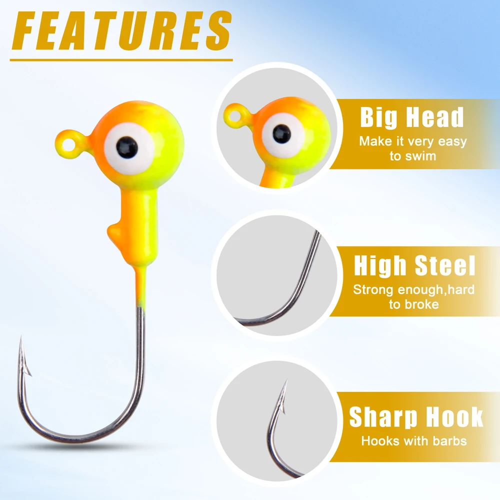 Anzuelo de manivela de acero de alto carbono, cabeza de plantilla de plomo, anzuelo de pesca afilado con púas para cebo de gusano, accesorios de aparejos de pesca, 150 Uds. - imagen 4