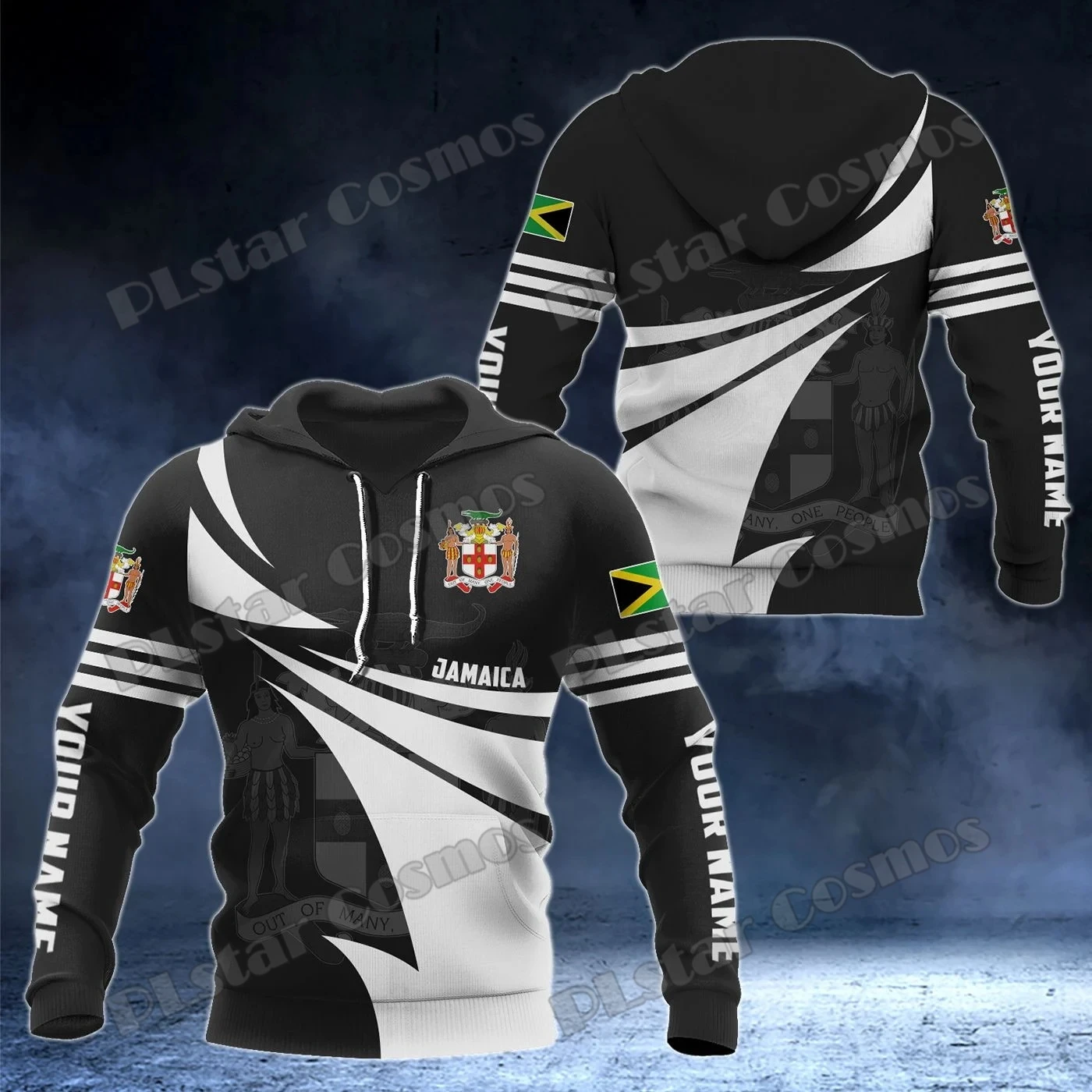 PLstar Cosmos nombre personalizado jamaica escudo de armas 3D impreso hombres sudaderas con capucha Unisex Casual ropa de calle otoño Sudadera con capucha QDY24 - imagen 5