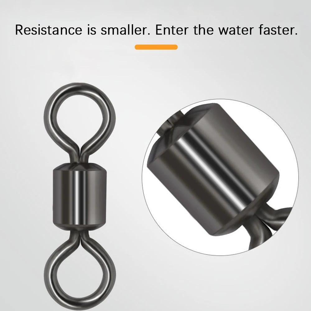 DNDYUJU 100 Uds. Giratorios de pesca giratorios anillos de acero inoxidable sólido anzuelos conector de señuelo para accesorios de pesca - imagen 3