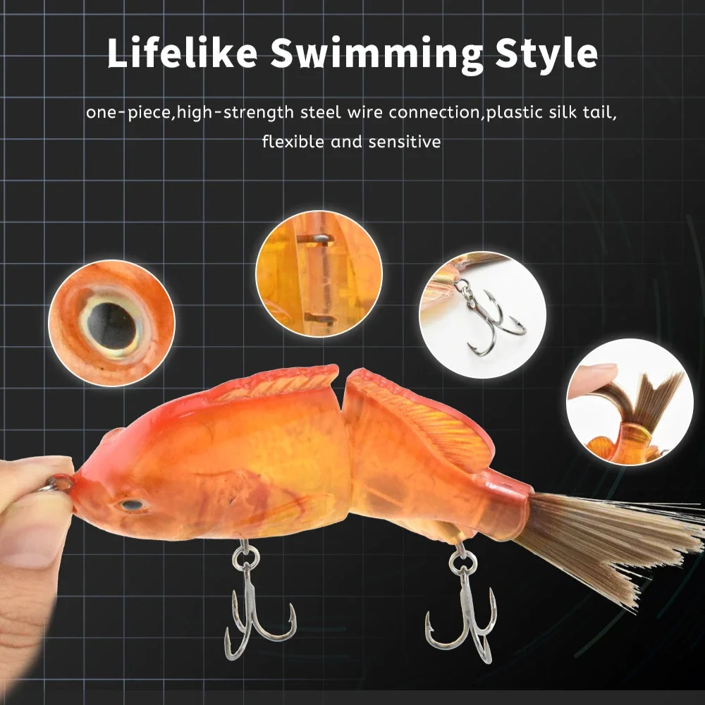 Señuelo de pesca articulado, 120mm, 34g, cebo duro, Swimbait, cepillo, cola, lubina, cebo bluegill, swimbait - imagen 4