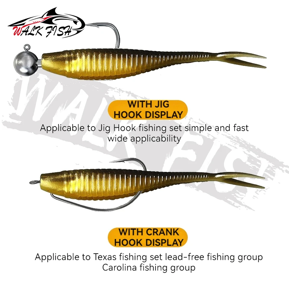 WALK FISH-SEÑUELOS blandos de pesca de 10 piezas, cebo de silicona, 6,5 cm, 1,5g, Swimbait, Wobblers, cebos artificiales para pesca de lubina - imagen 5