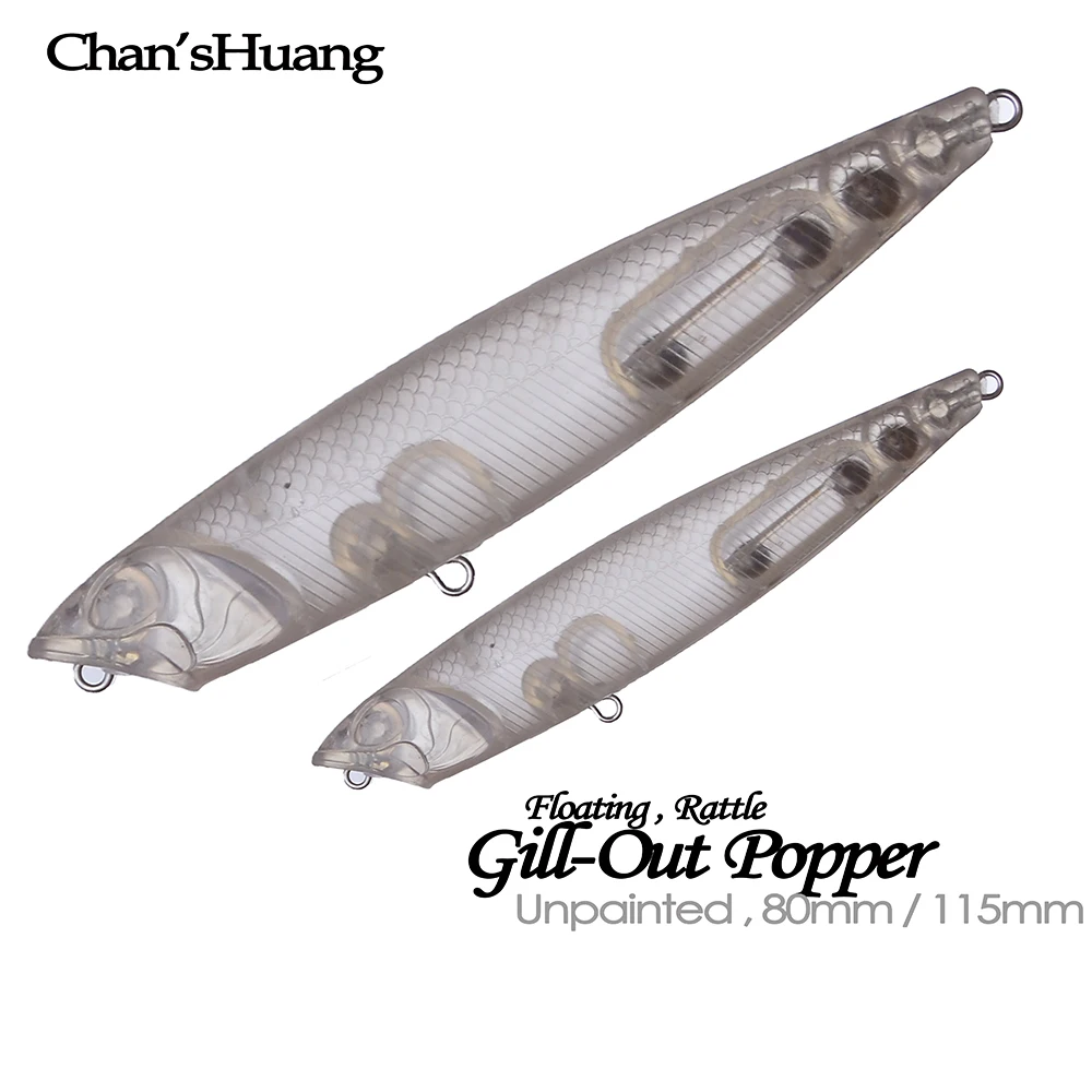 Chan'sHuang 20 piezas cebo en blanco sin pintar 4,5g/13,9g Topwater Gills-Out Popper señuelo de pesca Artificial