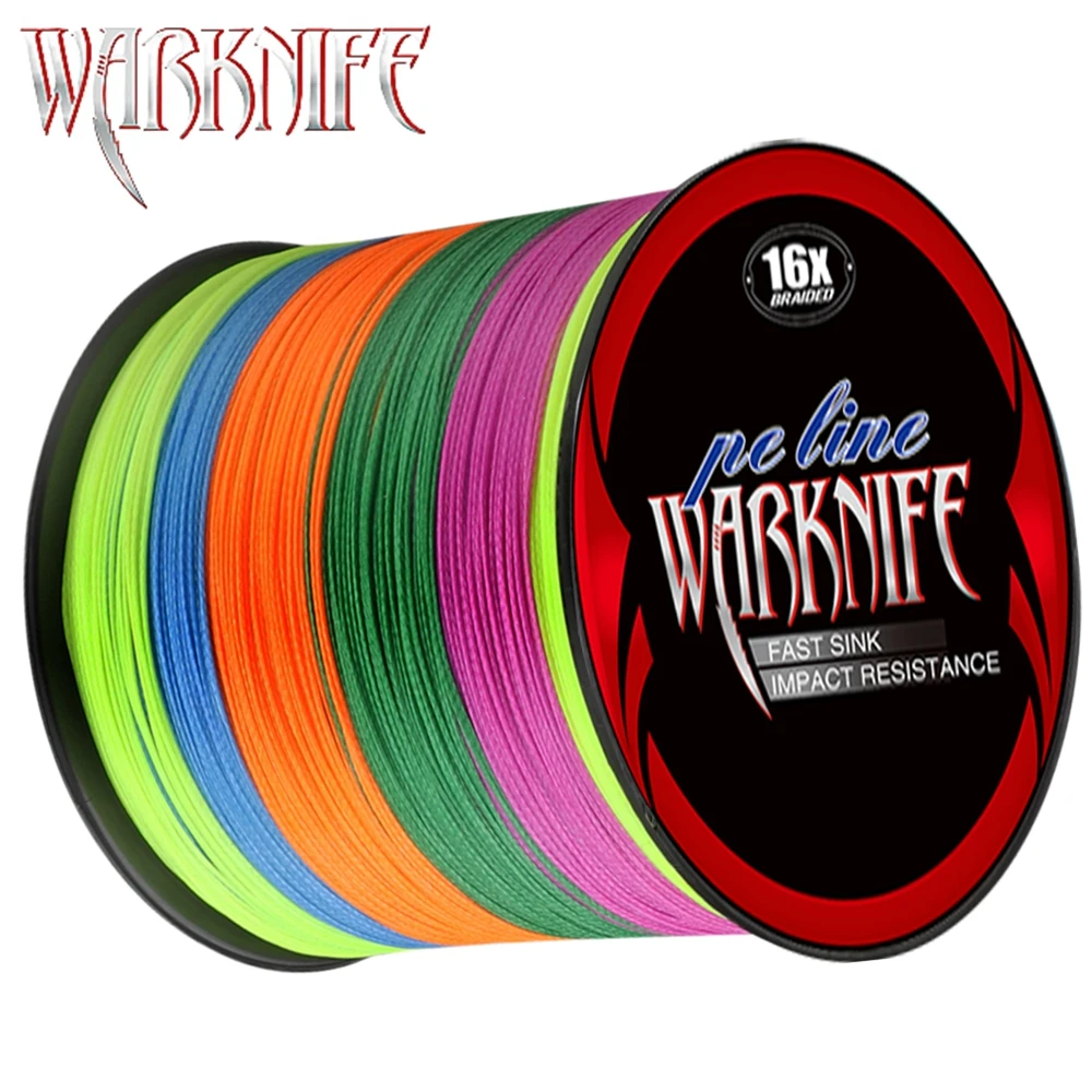 Warknife-línea trenzada de PE de 16 hebras, 100M-2000M, núcleo hueco, extremo japonés, 20LBs-500LBs, línea de asistencia de pesca Multicolor - imagen 4