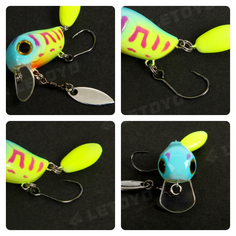 LETOYO-Micro Crankbaits flotantes, 30mm, 2g, superficie Artificial, Wobblers de manivela con cuchara, Señuelos de Pesca para trucha y lubina - imagen 4