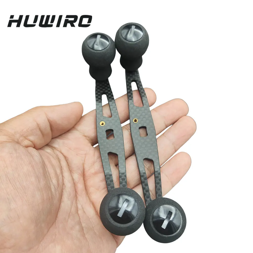 Mango de carrete de pesca de fibra de carbono de 110mm/120mm con perillas de EVA, mango de repuesto de carrete de fundición, pieza de repuesto de carrete de fundición de cebo