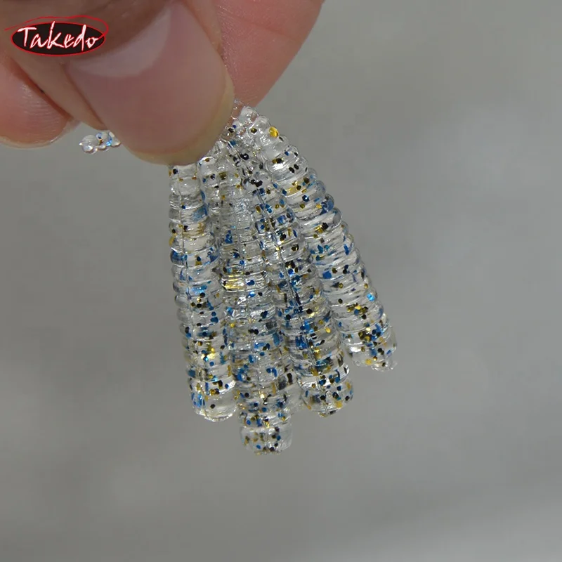 TAKEDO 10 unids/bolsa 4CM 0,4G Señuelos de Pesca luminosos TPR Mini señuelo suave aguja cola gusano señuelos blandos Lucio - imagen 4