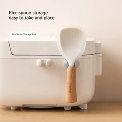 Soporte para cucharas de arroz montado en la pared, estante de almacenamiento de silicona, estante para cuchara de cocina, estante de colocación, utensilios, 1 ud.