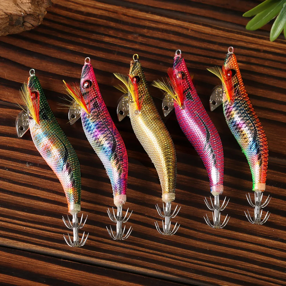 Cebo de calamar FSDZSO 3.0S #   Anzuelo de calamar, señuelos de camarones de madera, plantillas, cebo de sepia, simulación realista, cebo de pulpo de silicona - imagen 5