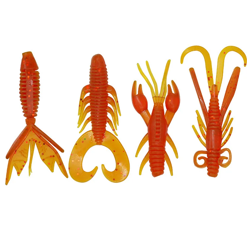 4 Uds señuelo suave gusanos señuelo de pesca en forma de 8g 6cm Wobblers conjuntos señuelo de camarones cebo de silicona Wobbler para curricán aparejos de pesca de lubina - imagen 4