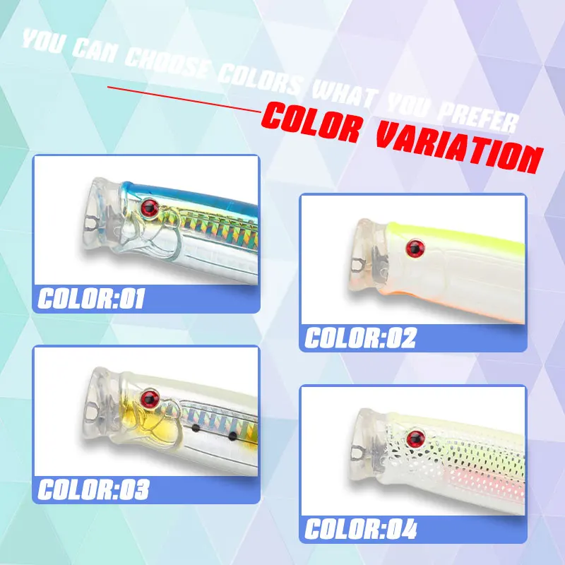 Señuelo de pesca Magic Works Popper Topwater, 30g, 120mm, Wobbler grande, cebo duro Artificial para Lucio, atún, superficie de mar - imagen 5