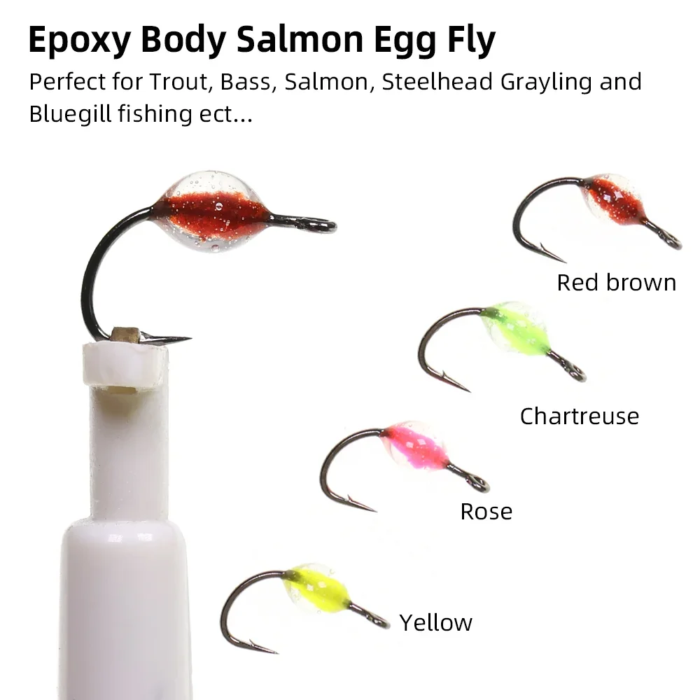 Wifreo 6 piezas/8 piezas # 18 Mini huevo de salmón mosca epoxi cuerpo Glo Bug ninfa húmeda pesca con mosca moscas Steelhead Grayling pesca señuelo cebos - imagen 3