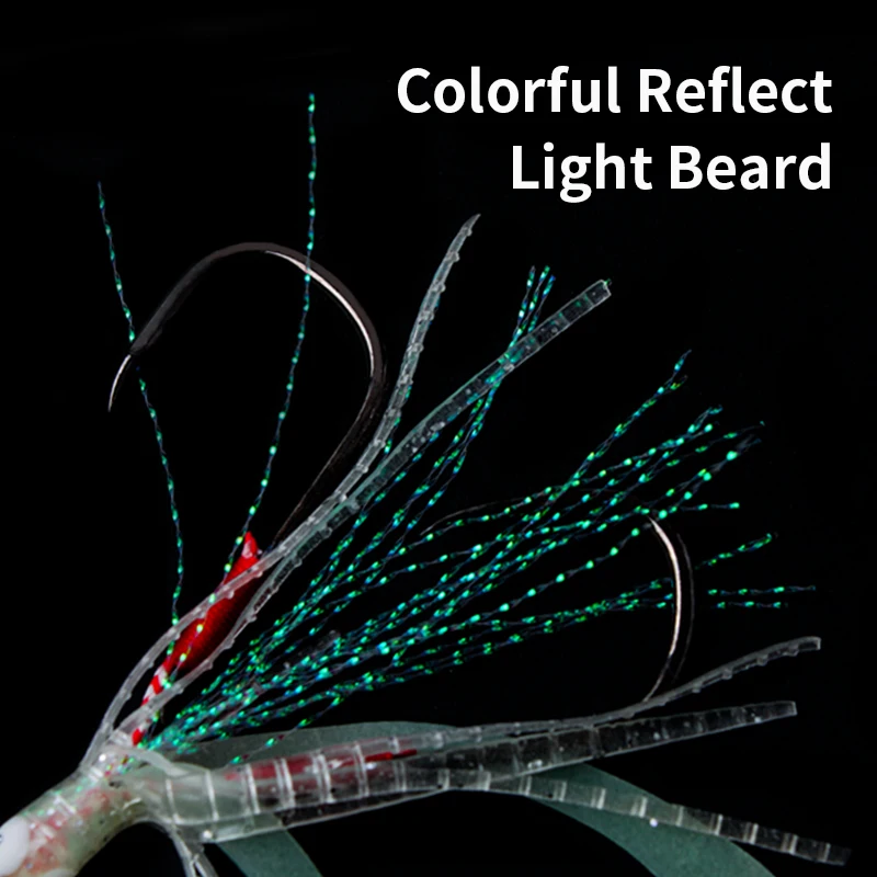 Kawa-anzuelo de pesca con placa de hierro, anzuelos de cuerda de calamar, peso luminoso, 2,6-4,6g de longitud, 82mm, para lubina, cola de pelo, Culter Alburnus, 3 uds. - imagen 5