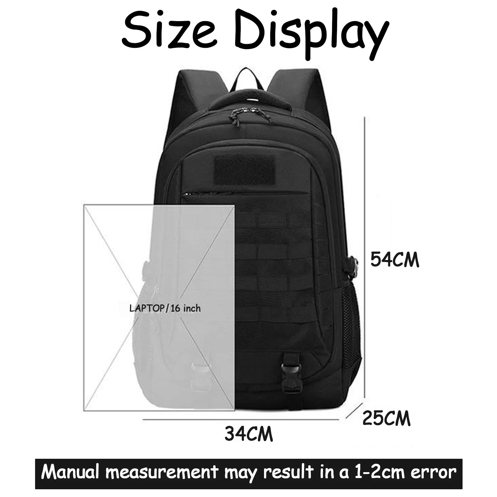 Mochila Lawaia de 45L, mochila táctica para hombre, mochilas de viaje para pesca, mochilas para mujer de 34x25x54cm, bolsa militar para senderismo, mochila deportiva negra - imagen 2