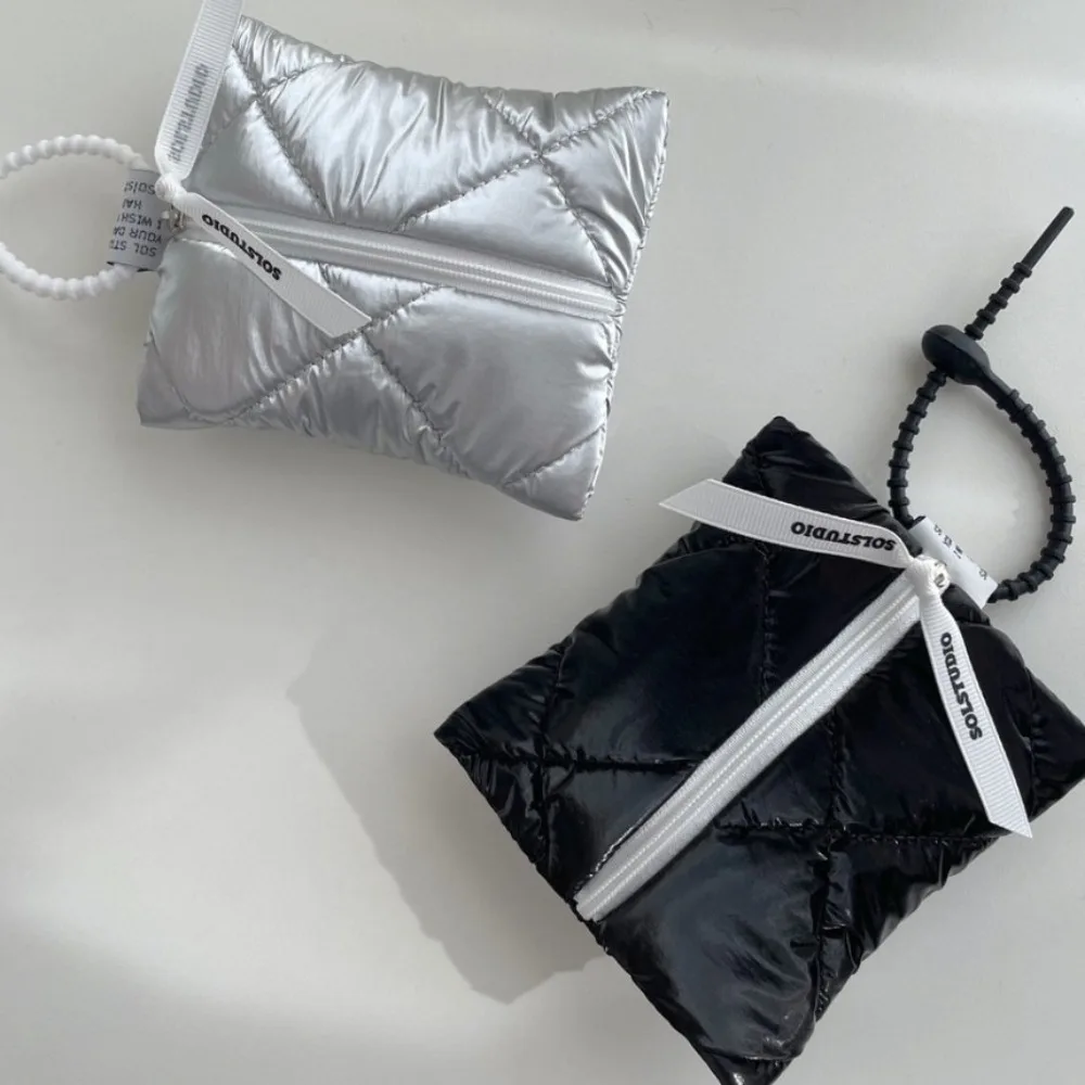 Bolsa de cosméticos de algodón acolchado a la moda, monedero de viaje con cremallera suave, bolsa de almacenamiento pequeña portátil de Color sólido