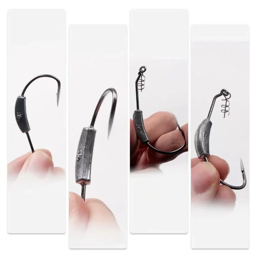 GOBAIT, 10 Uds., anzuelo de púas con cabeza de manivela, 2g, 3g, 5g, 7g, señuelo suave, anzuelo compensado de gusano, bloqueo de resorte, aparejos de Pesca Texas - imagen 4