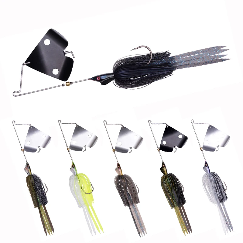 Nuevo estilo, 25,5G, Spinnerbait con cuchillas, cabeza de anzuelo, falda de silicona, pesca de carpa, cebador Artificial, cuchara de Metal, señuelo de Jigging - imagen 3