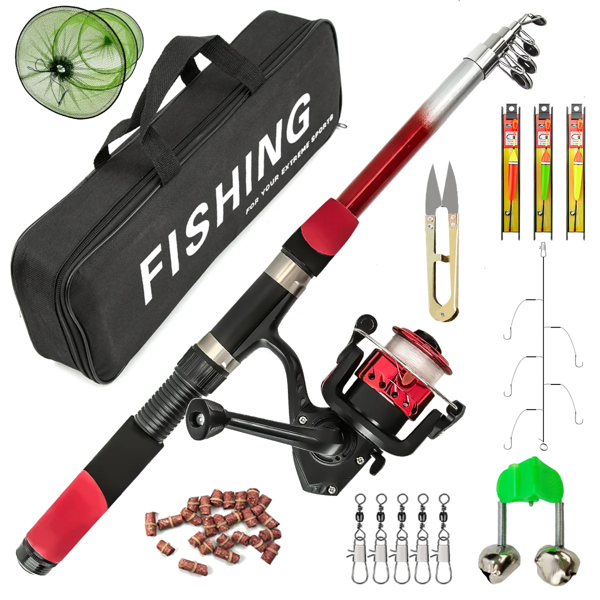 Nuevo equipo de pesca de mar, juego de cañas de lanzamiento lejano, red de pesca todo incluido, carrete de cebo suave, suministros para accesorios de juego directo